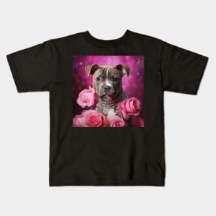 Rosy Staffy Puppy Kids T-Shirt